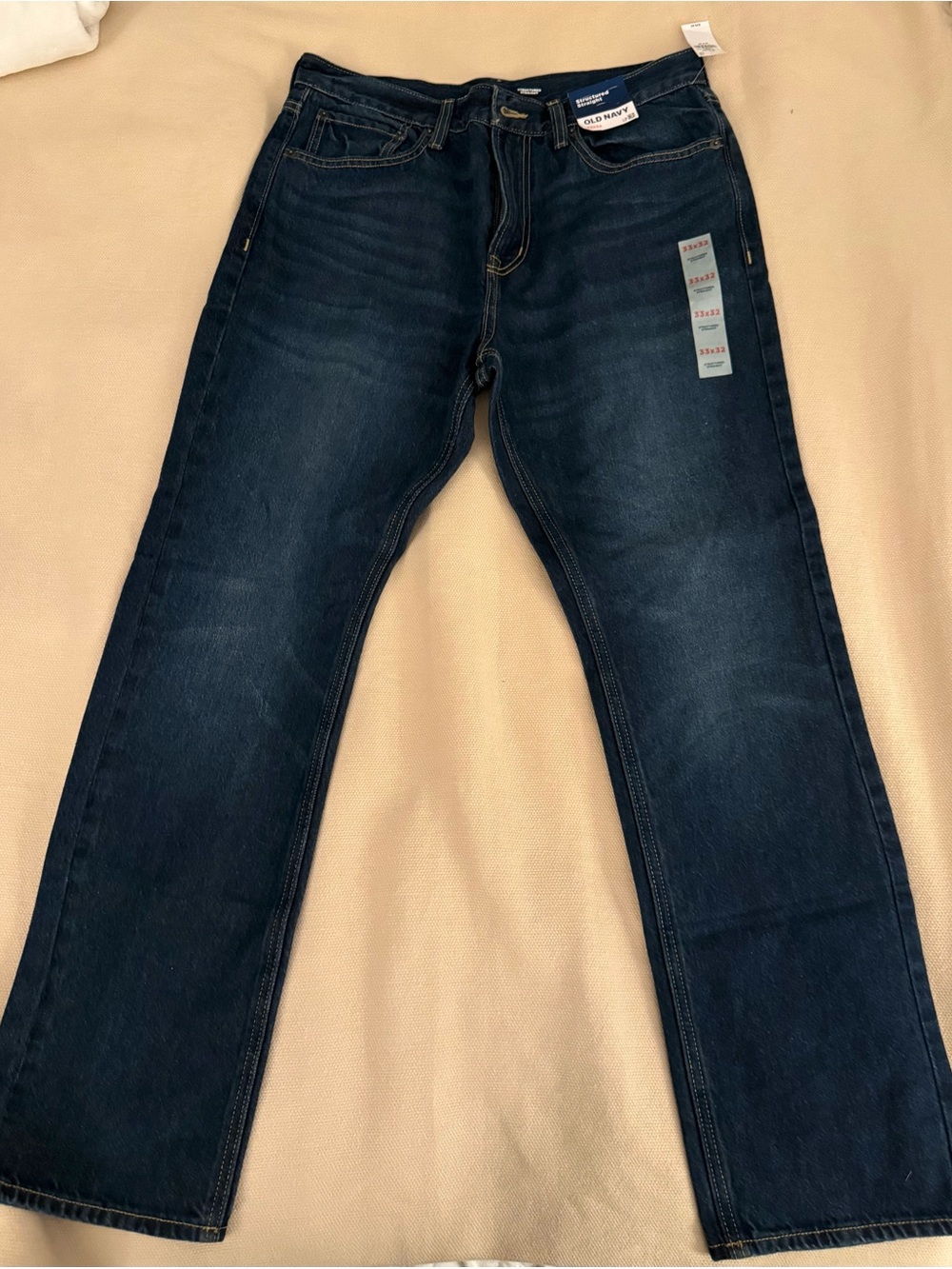 NWT Old Navy Men's Structured Straight Jeans in Dark Blue Wash Size 33 x 32 - Picture 3 of 6